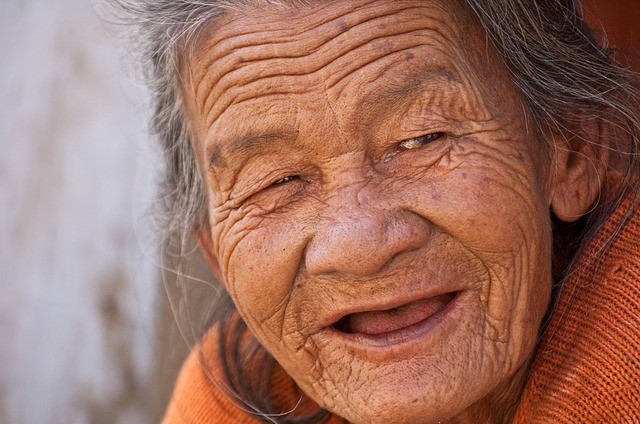 old woman smiling